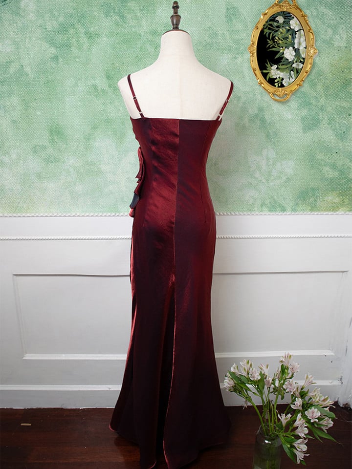 Beaira Wine Red Straps Long Prom Dress Wine Red Evening Dress Party Dress