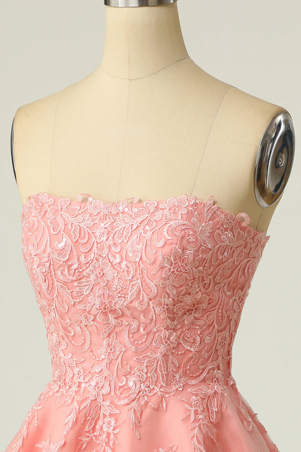 Beaira Blush Strapless Short Prom Dress with Appliques