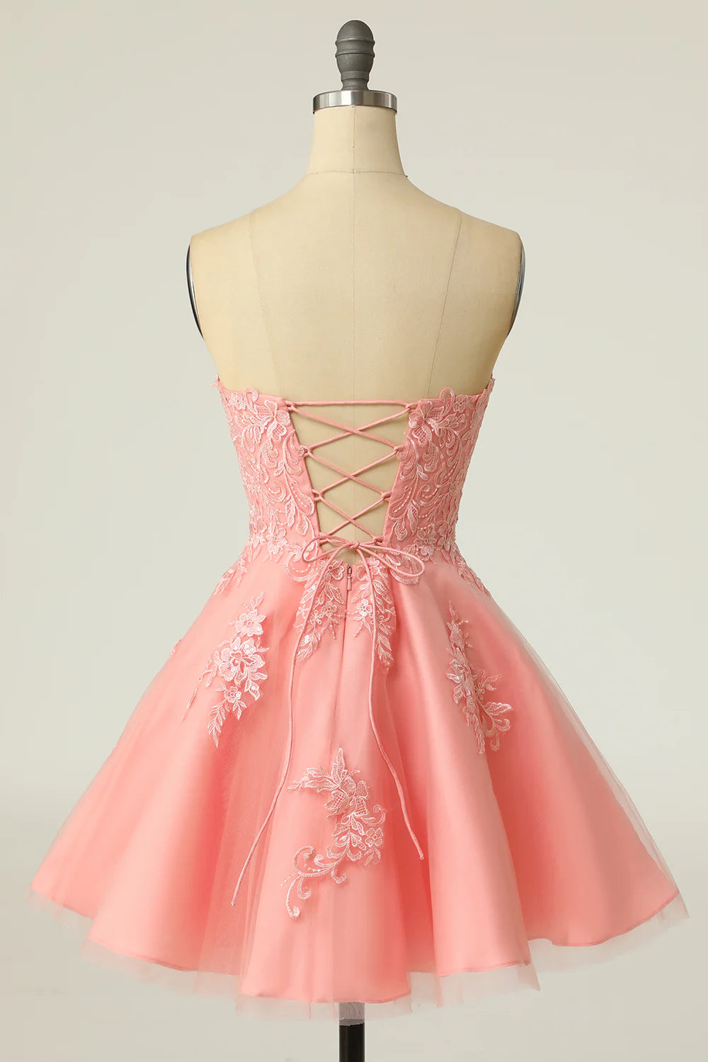 Beaira Blush Strapless Short Prom Dress with Appliques