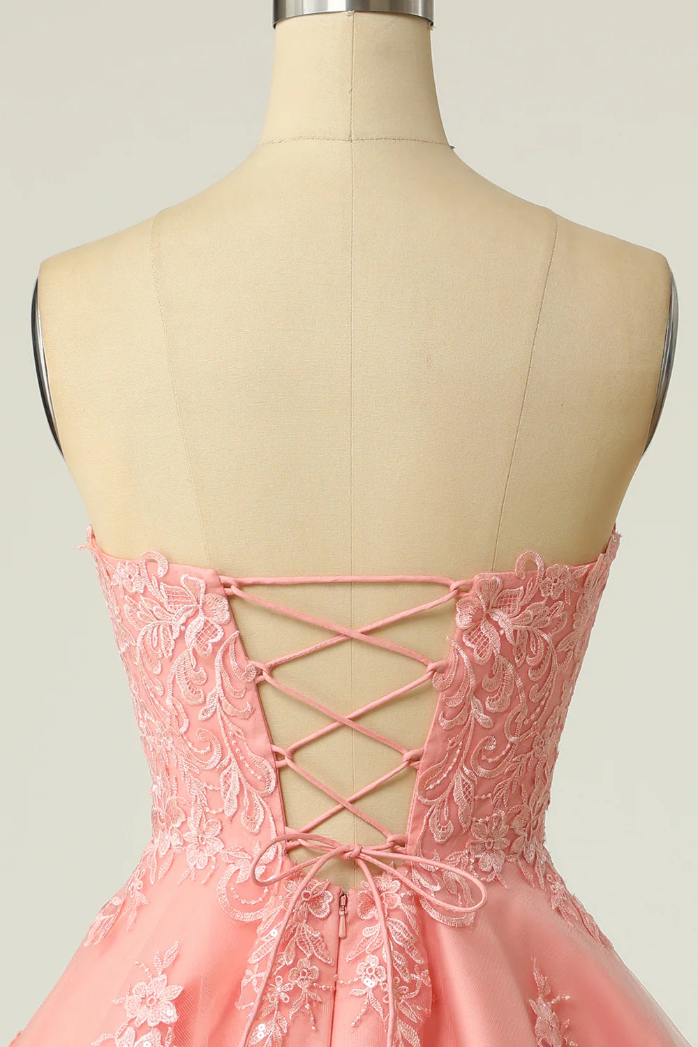 Beaira Blush Strapless Short Prom Dress with Appliques