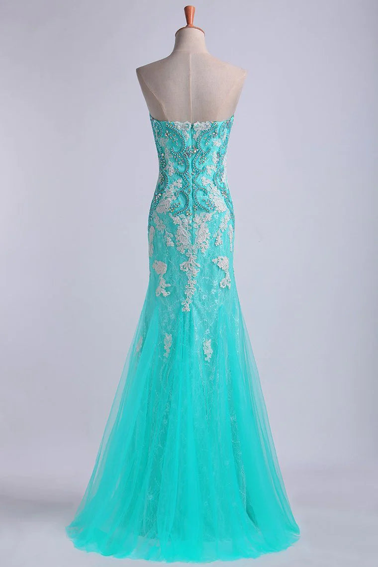 Party Dresses Strapless Column With Beading And Applique