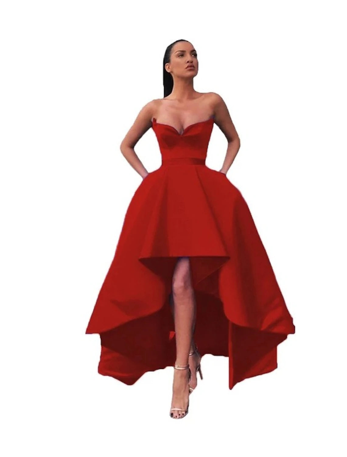 A-Line Prom Dresses Sexy Dress Prom Wedding Party Asymmetrical Sleeveless Off Shoulder Pocket Satin with Pocket