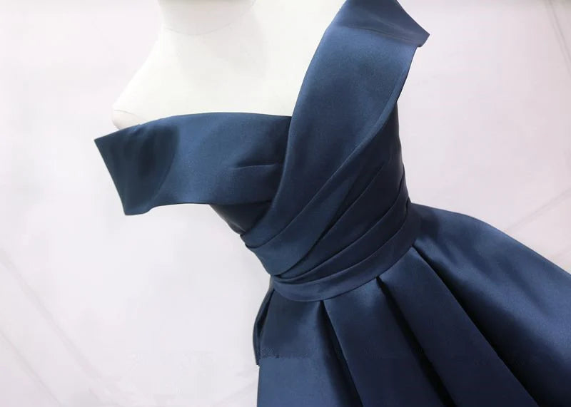 Beaira Navy Blue Satin Homecoming Dress Party Dress Sweetheart Prom Dress prom dresses shops