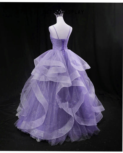 Beaira Glam Tulle Light Purple Long Formal Dress Ball Gown Sweet 16 Dresses prom dresses shops