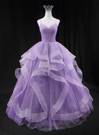 Beaira Glam Tulle Light Purple Long Formal Dress Ball Gown Sweet 16 Dresses prom dresses shops