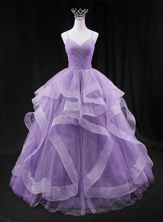 Beaira Glam Tulle Light Purple Long Formal Dress Ball Gown Sweet 16 Dresses prom dresses shops