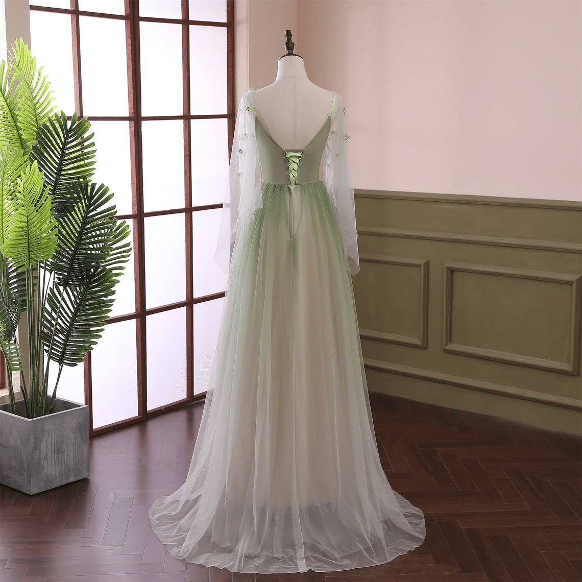 Beaira Light Green Gradient Soft Tulle Long Junior Prom Dress Green Formal Dress Party Dress prom dresses shops