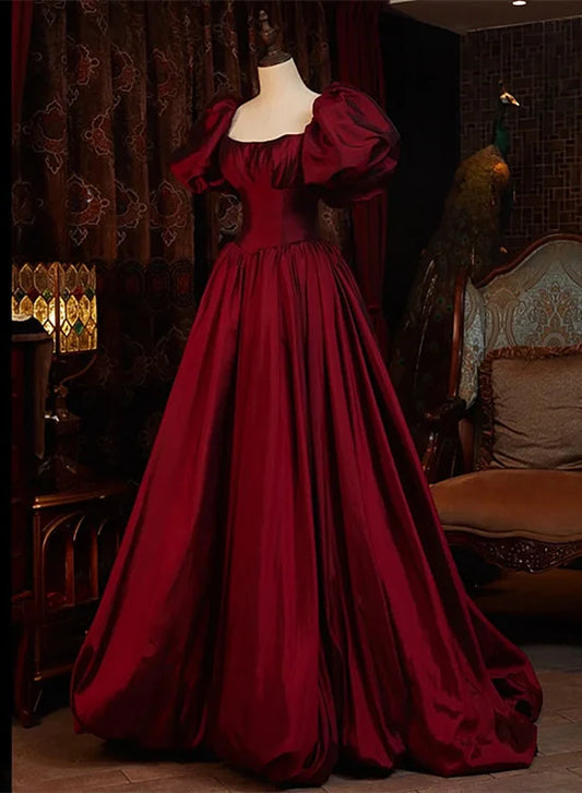 Beaira Burgundy Short Sleeves Floor Length Long Evening Dresses Ball Gown Formal Dresses prom dresses shops