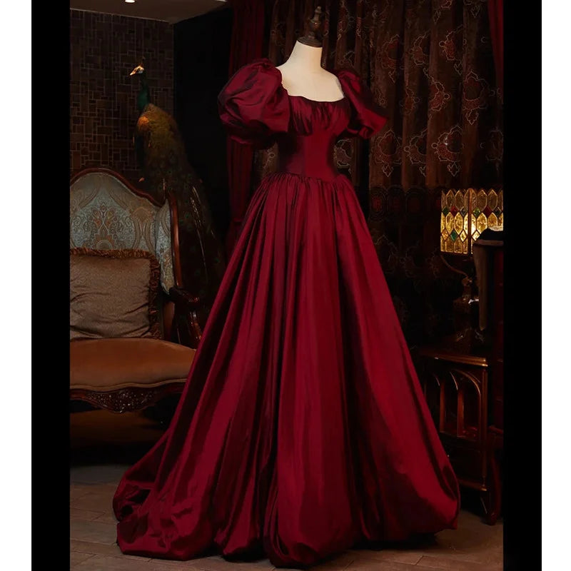 Beaira Burgundy Short Sleeves Floor Length Long Evening Dresses Ball Gown Formal Dresses prom dresses shops