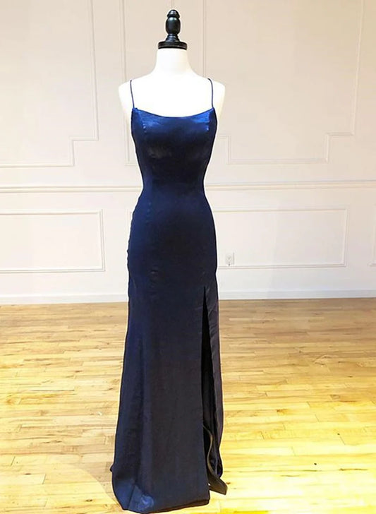 Beaira Navy Blue Cross Back Long Prom Dresses Navy Blue Formal Graduation Evening Dresses prom dresses shops