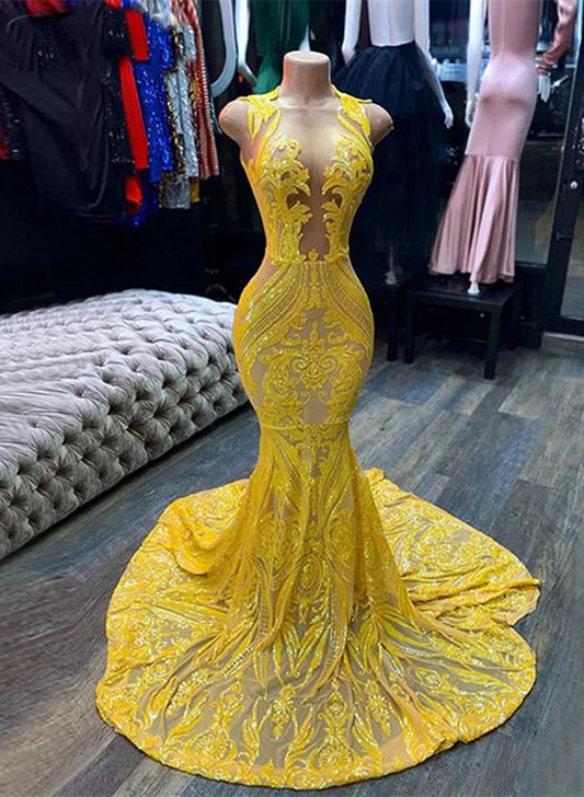 Beaira Beautiful Yellow Mermaid Long Party Dress with Lace Sexy Prom Dress prom dresses shops