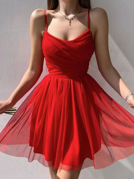 Beaira Red Short Straps Homecoming Dress Party Dress Red Prom Dress prom dresses shops