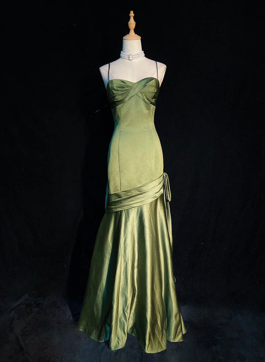 Beaira Lovely Satin Sweetheart Straps Long Evening Dress Long Green Wedding Party Dress prom dresses shops