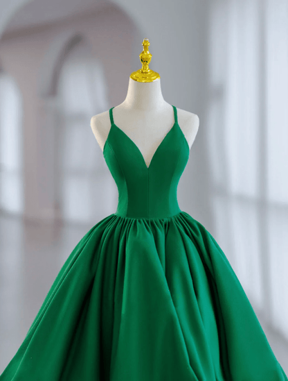 Beaira Green V-neckline Straps Satin Short Prom Dress Green Homecoming Dress prom dress shop