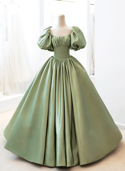 Beaira Green Satin Beaded Long Party Dress Green Satin Prom Dress Formal Dress stores with prom dresses