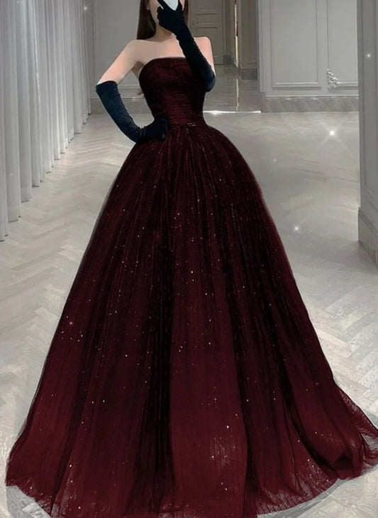 Beaira Black And Tulle Shiny Tulle Long Evening Dress Black And Red Prom Dress stores with prom dresses