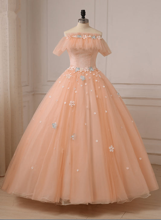 Beaira Lovely Pink Tulle Ball Gown Off Shoulder Party Dress Pink Sweet 16 Dress prom dresses with long sleeves