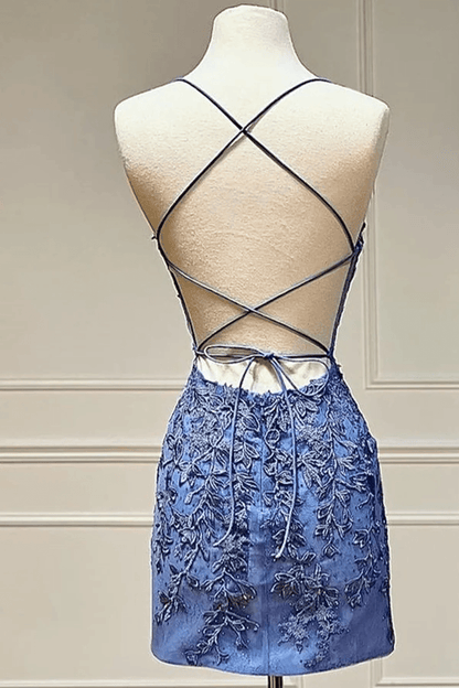 Beaira Sweetheart Neck Short Blue Lace Prom Dress Short Blue Lace Formal Homecoming Dress Party Dress prom dresses stores