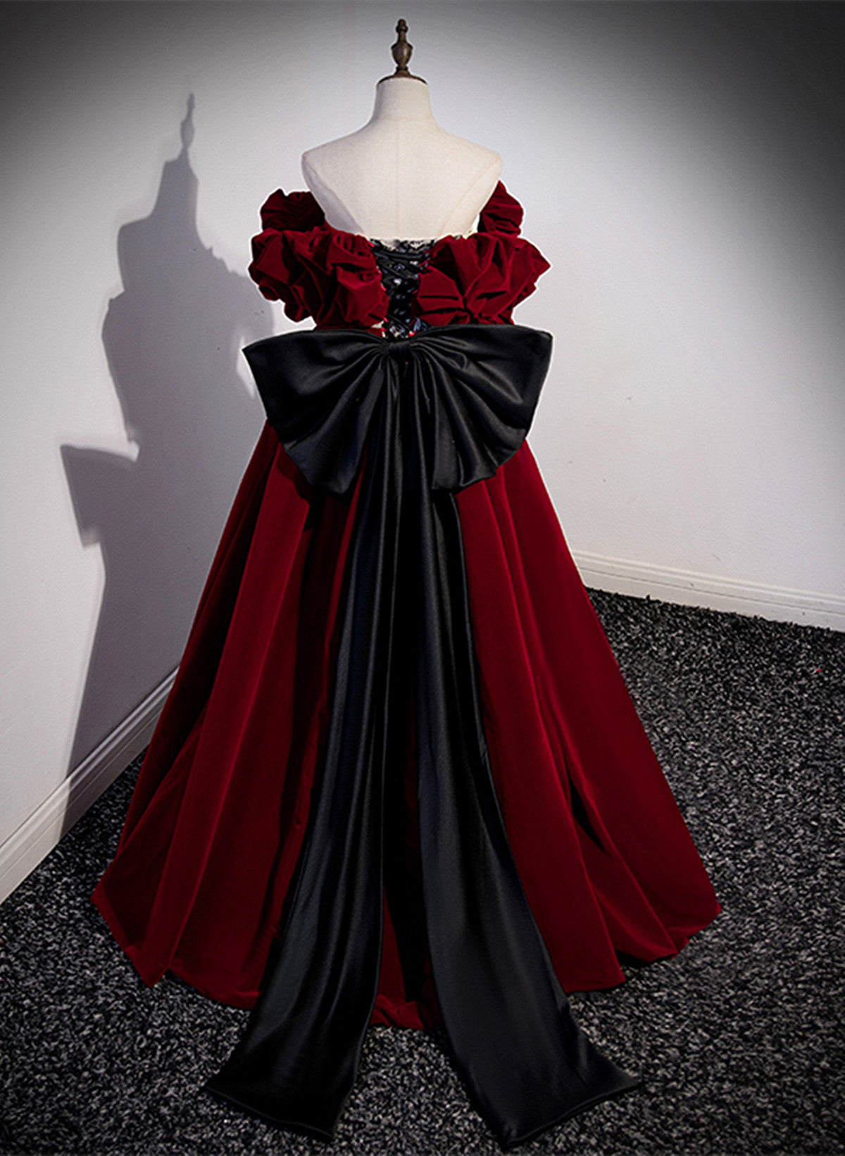 Beaira Off Shoulder Velvet Off Shoulder Long Formal Dress Wine Red Sweetheart Prom Dress prom dresses with long sleeves