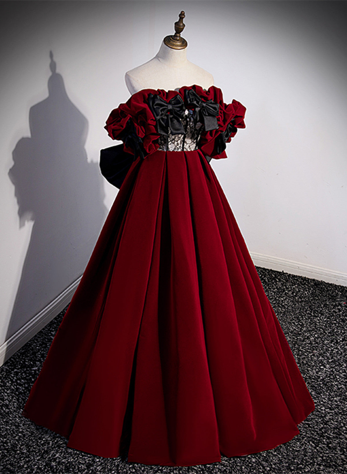 Beaira Off Shoulder Velvet Off Shoulder Long Formal Dress Wine Red Sweetheart Prom Dress prom dresses with long sleeves