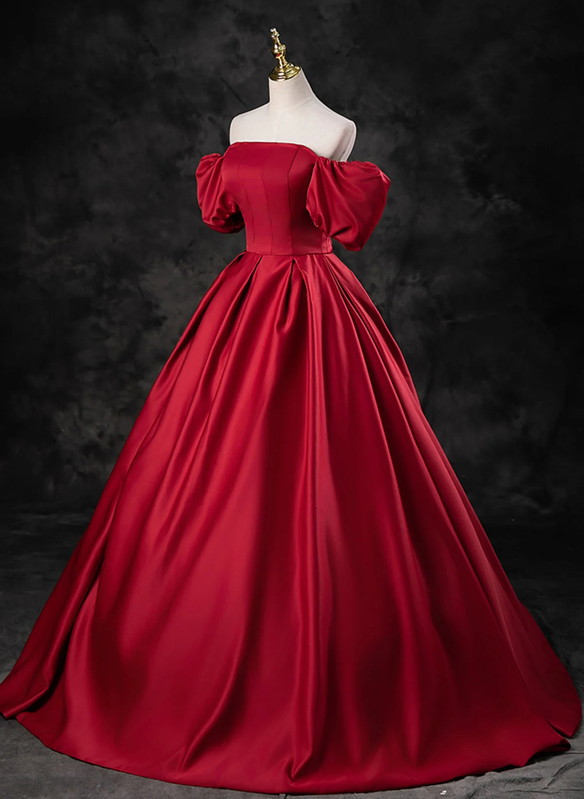 Beaira Red Satin A-line Long Party Dress Red Long Formal Dress Prom Dress prom dresses with long sleeves