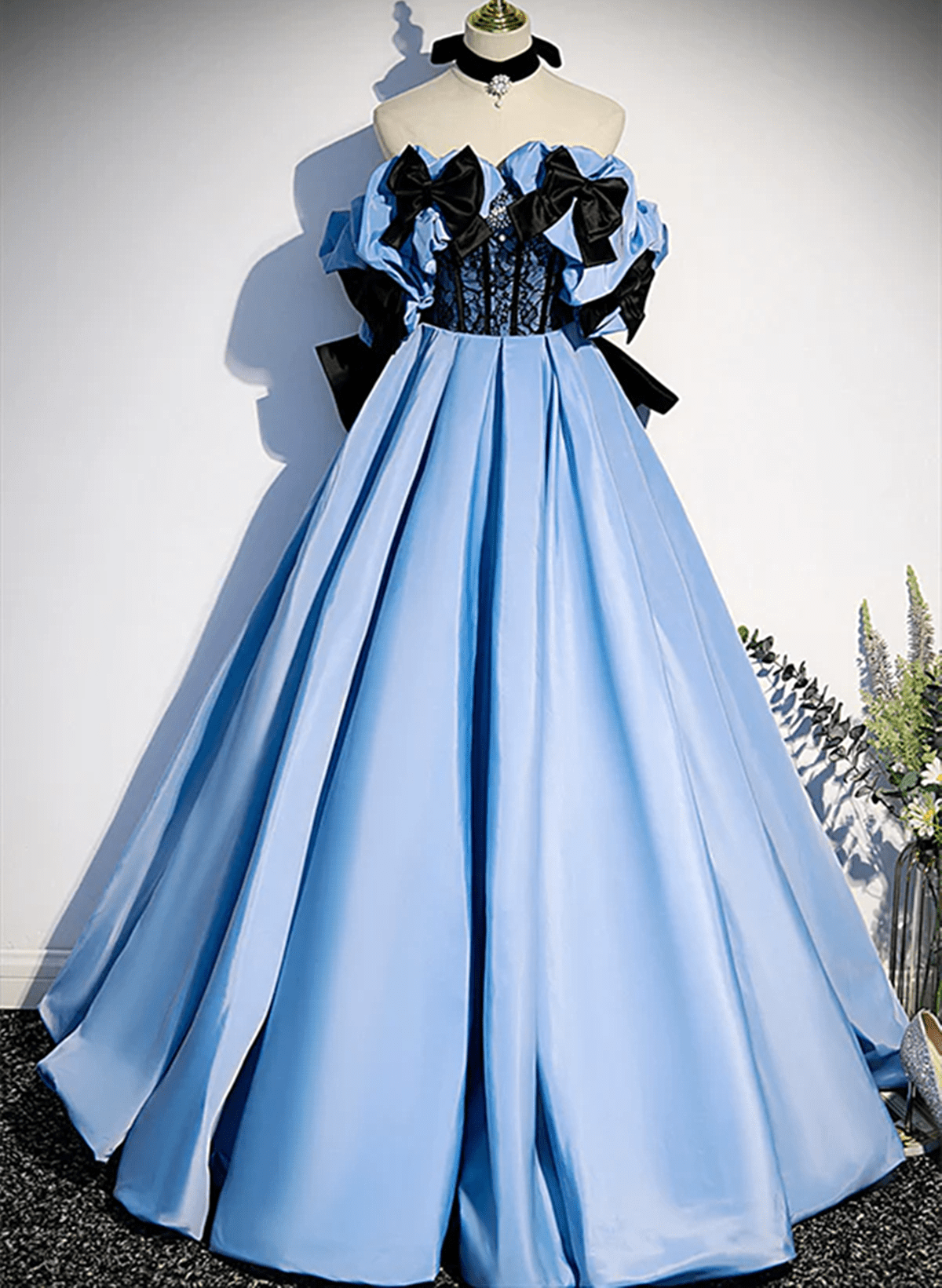 Beaira Light Blue Satin Long Off Shoulder Party Dress A-line Blue Formal Dress Prom Dress prom dresses with long sleeves