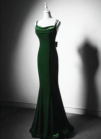 Beaira Green Low Back Velvet Mermaid Long Prom Dress Green Velvet Wedding Party Dress