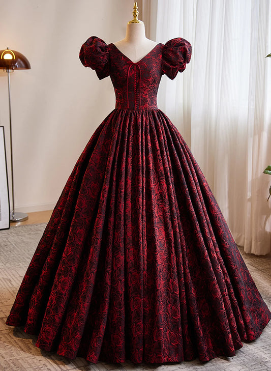 Beaira Elegant Black and Red Long Formal Dress A-line Long Lace Wedding Party Dress prom dress with long sleeves