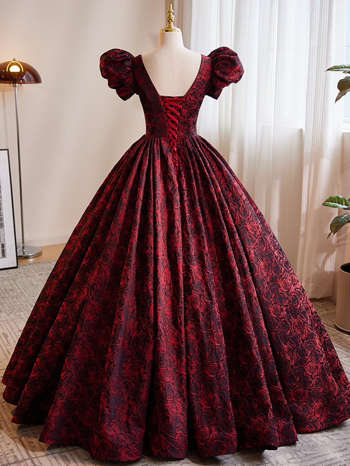 Beaira Elegant Black and Red Long Formal Dress A-line Long Lace Wedding Party Dress prom dress with long sleeves