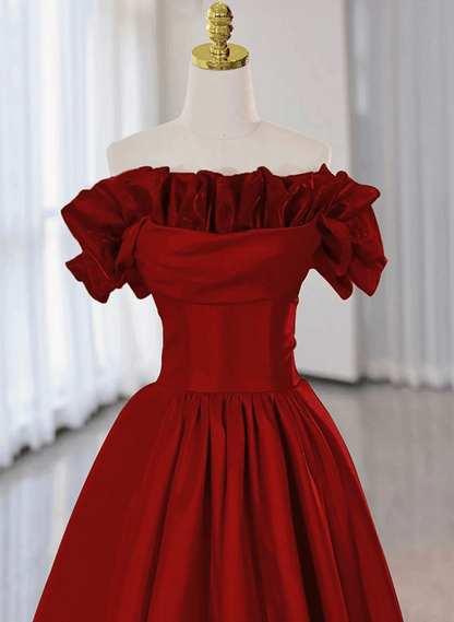 Beaira Wine Red Satin Long Prom Dress Party Dress Wine Red A-line Long Formal Evening Dress long prom dresses with sleeves