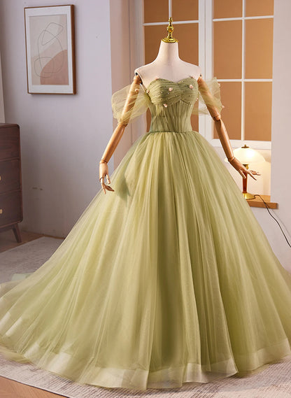 Beaira Green Sweetheart Tulle Long Ball Gown Party Dress Green Prom Dress Formal Dress