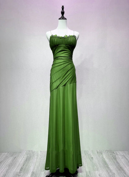 Beaira Green Straps Lace-up Formal Dress Evening Dress Green Spandex Prom Dress