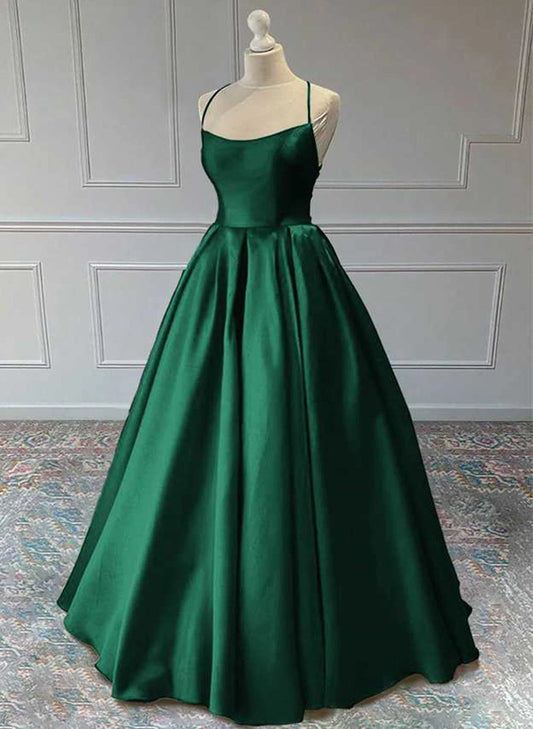 Beaira Green Satin Simple Backless Long Party Dress Green Simple Evening Dress Prom Dress