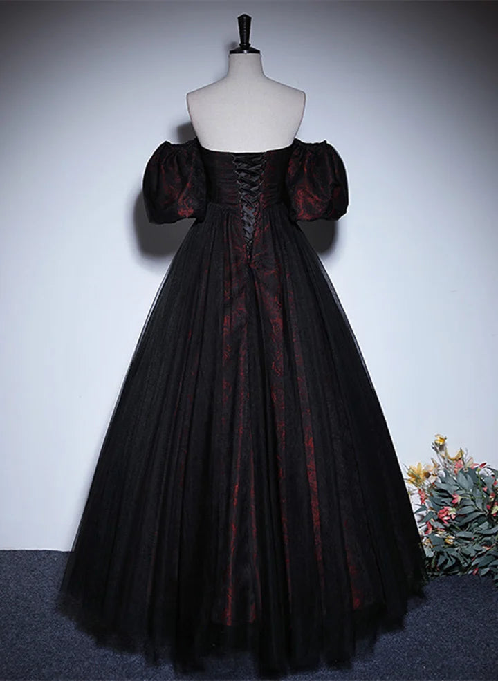 Beaira Lovely Black and Red Lace Sweetheart Evening Dress Black and Red Prom Dress