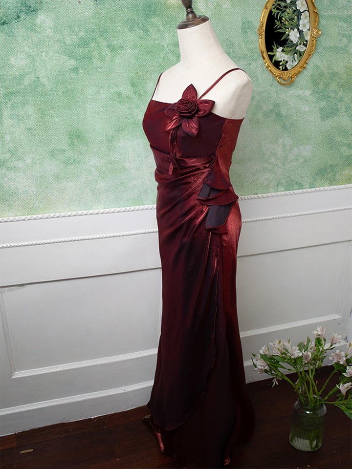 Beaira Wine Red Straps Long Prom Dress Wine Red Evening Dress Party Dress