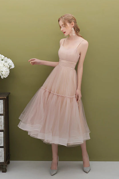 Cute Tulle Short Prom Dress A-Line Spaghetti Straps Homecoming Party Dress