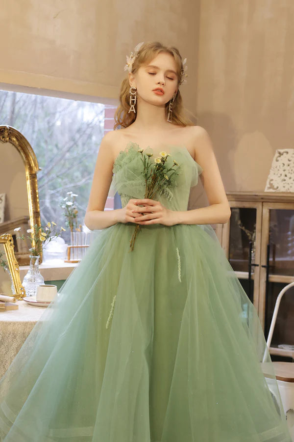 Green Strapless Lace Short Prom Dress Lovely Green Homecoming Party Dress