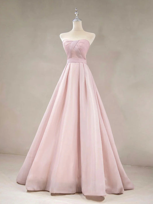 Beaira Simple Pink Long Prom Dress Pink Formal Wedding Party Dress Bridesmaid dress shop