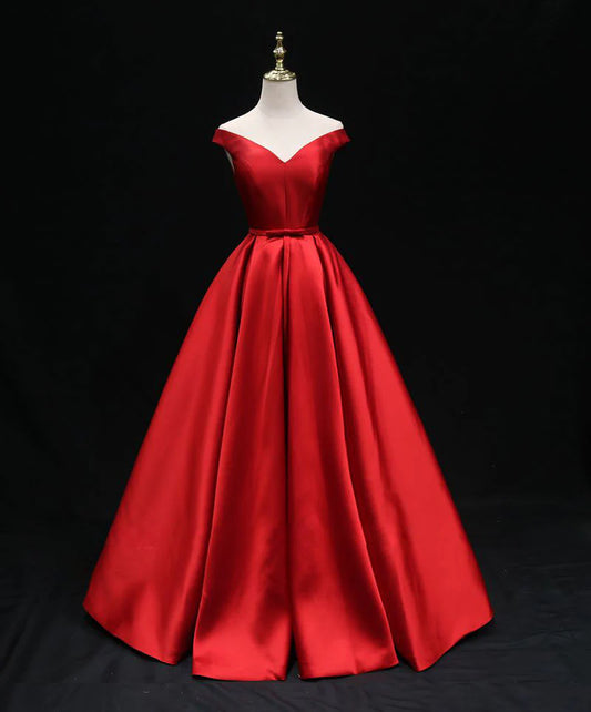 Beaira Simple A line satin red ling prom dress red bridesmaid dress Bridesmaid dress shop