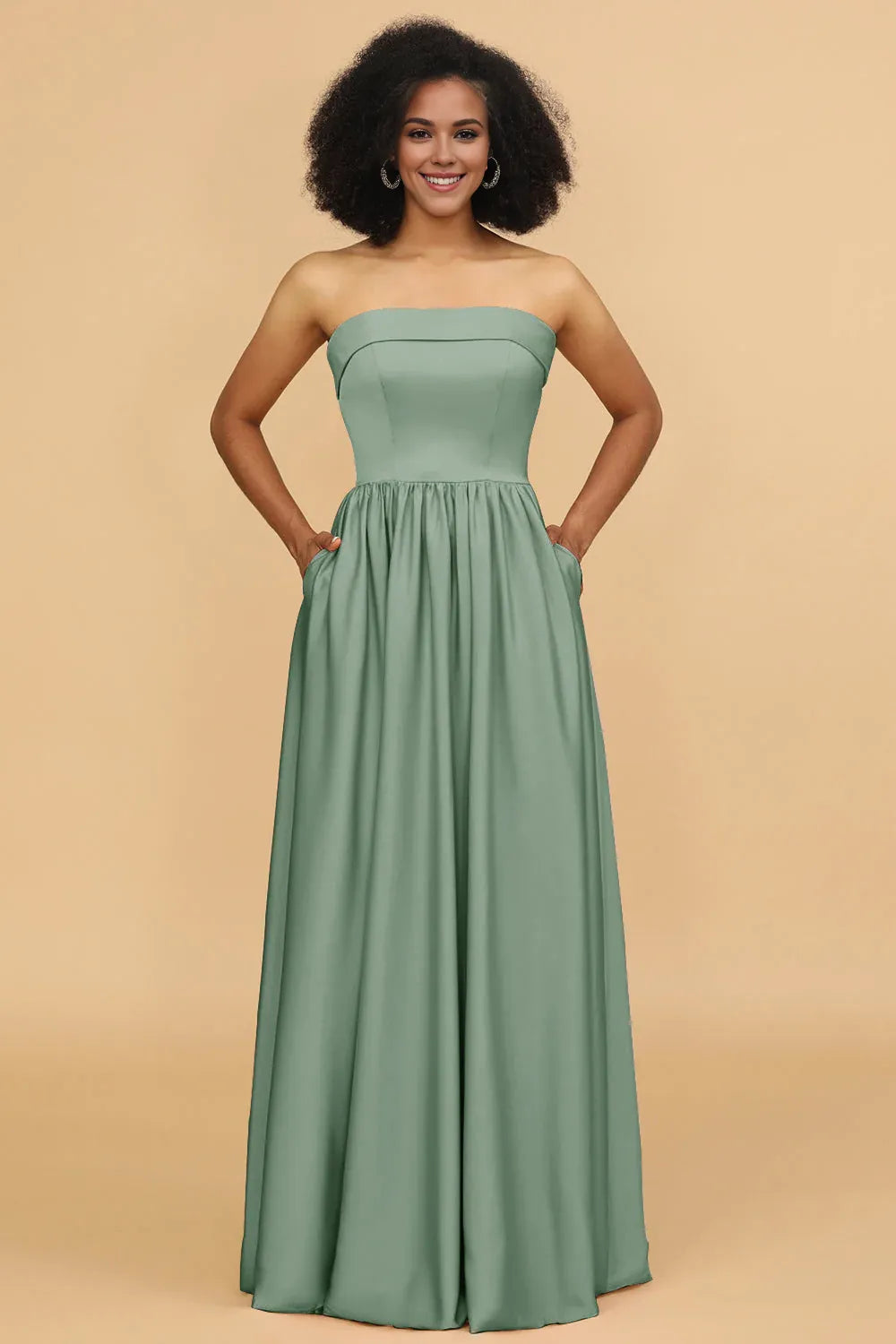 Beaira A Line Strapless Satin Floor-Length Bridesmaid Dress Bridesmaid dress shop