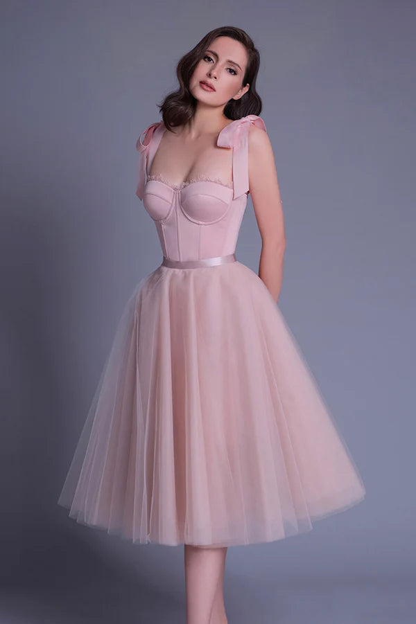 Pink Short A-Line Prom Dress with Corset Cute Homecoming Party Dress