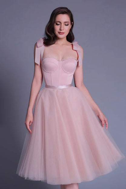 Pink Short A-Line Prom Dress with Corset Cute Homecoming Party Dress