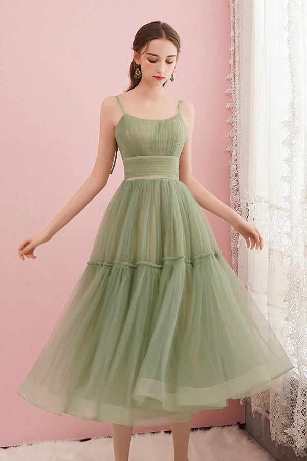 Cute Tulle Short Prom Dress A-Line Spaghetti Straps Homecoming Party Dress