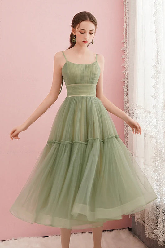 Cute Tulle Short Prom Dress A-Line Spaghetti Straps Homecoming Party Dress