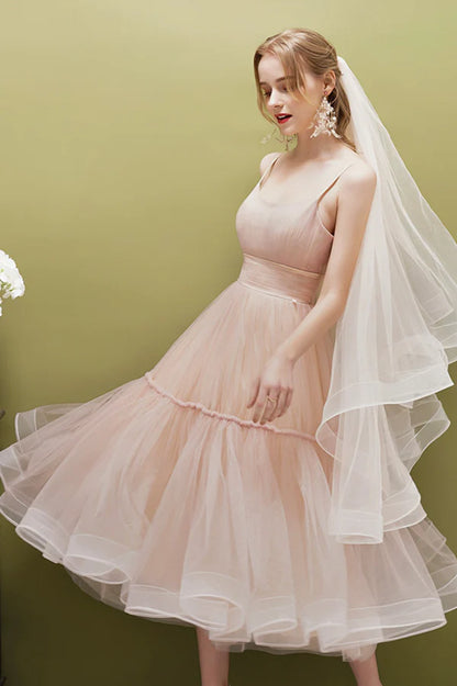 Cute Tulle Short Prom Dress A-Line Spaghetti Straps Homecoming Party Dress