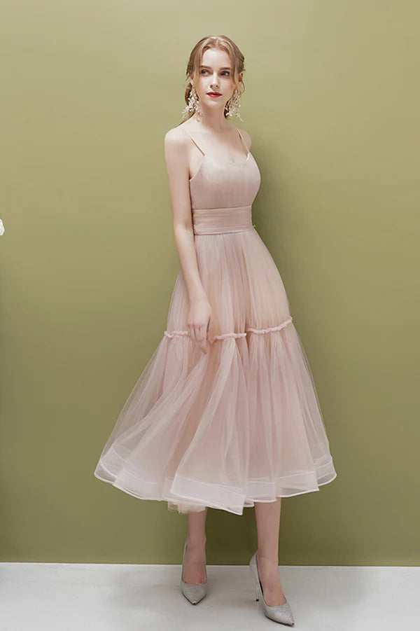 Cute Tulle Short Prom Dress A-Line Spaghetti Straps Homecoming Party Dress