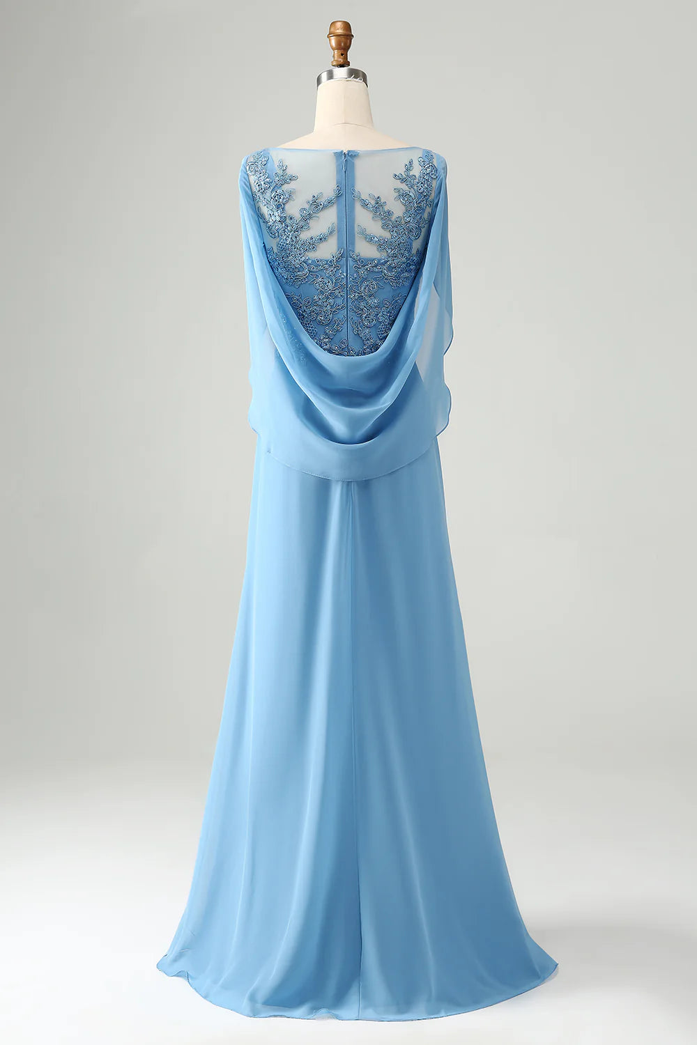 Saprkly Blue Mermaid Beaded Appliques Mother of Bride Dress with Shawl