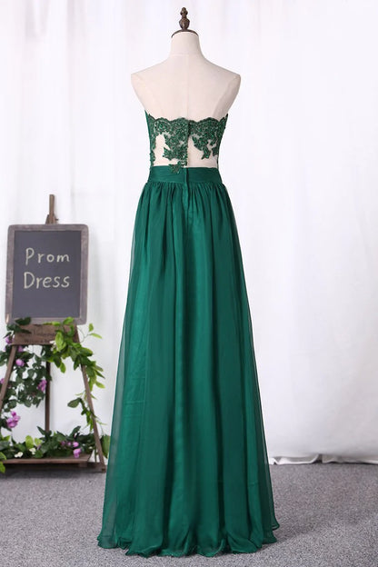 A Line Party Dresses Chiffon Sweetheart With Applique And Ruffles