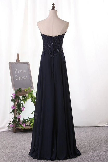 A Line Party Dresses Chiffon Sweetheart With Applique Floor Length