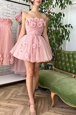 A-Line Shining Sweetheart Short Mini Homecoming Dresses with 3D Flower